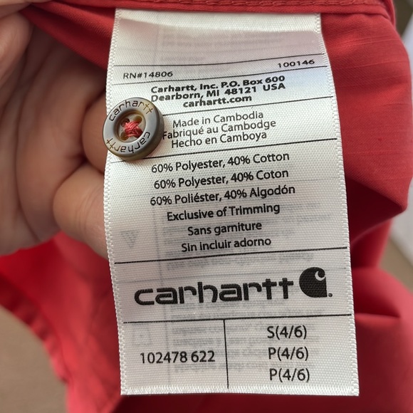Carhartt Coral Force Ridgefield Button Down Relaxed Fit Sleeveless Shirt - Small - Picture 15 of 16